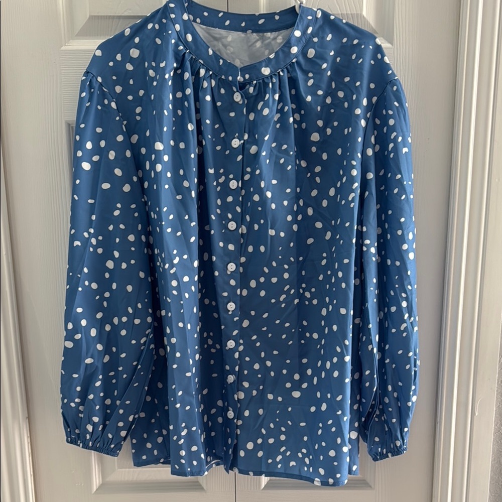 Blue Polka Dot Blouse